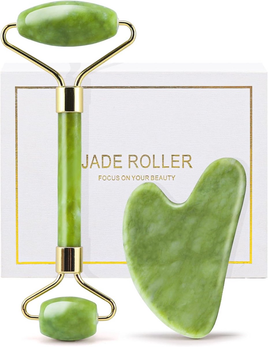 Jade Roller en Gua Sha Set voor Gezichtsbehandeling - Vermindert Puffiness en Rimpels