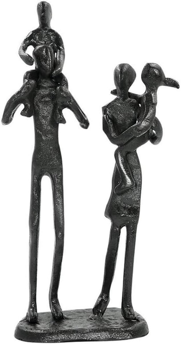 Metalen Familie Standbeeld Sculptuur - Abstracte Huisdecoratie, Karakter Art Gietijzeren Figuren voor Kantoor en Thuis