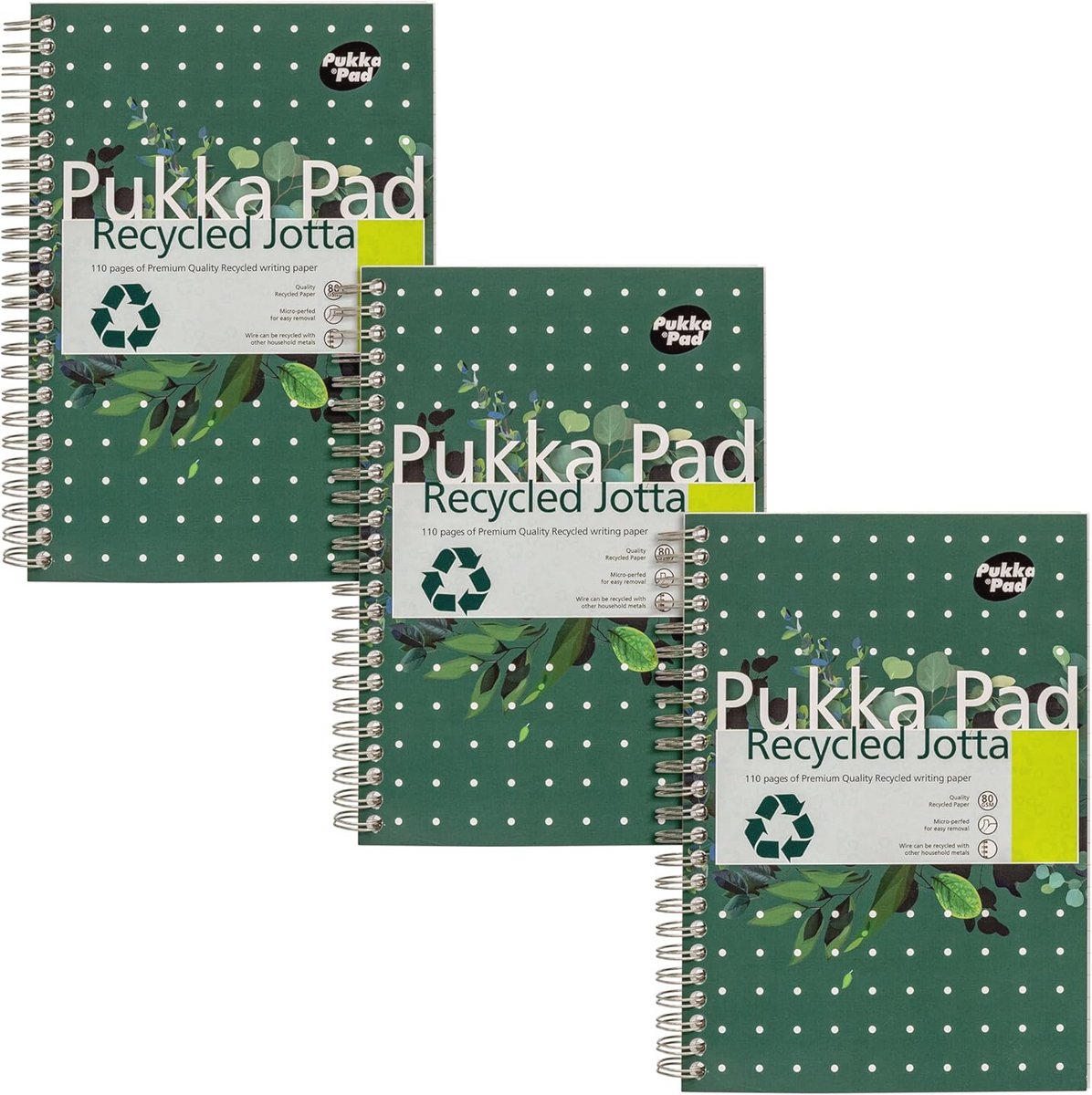 Gerecycled A5 Schrijfblok Pack van 3 - 110 Pagina's 80GSM FSC Papier