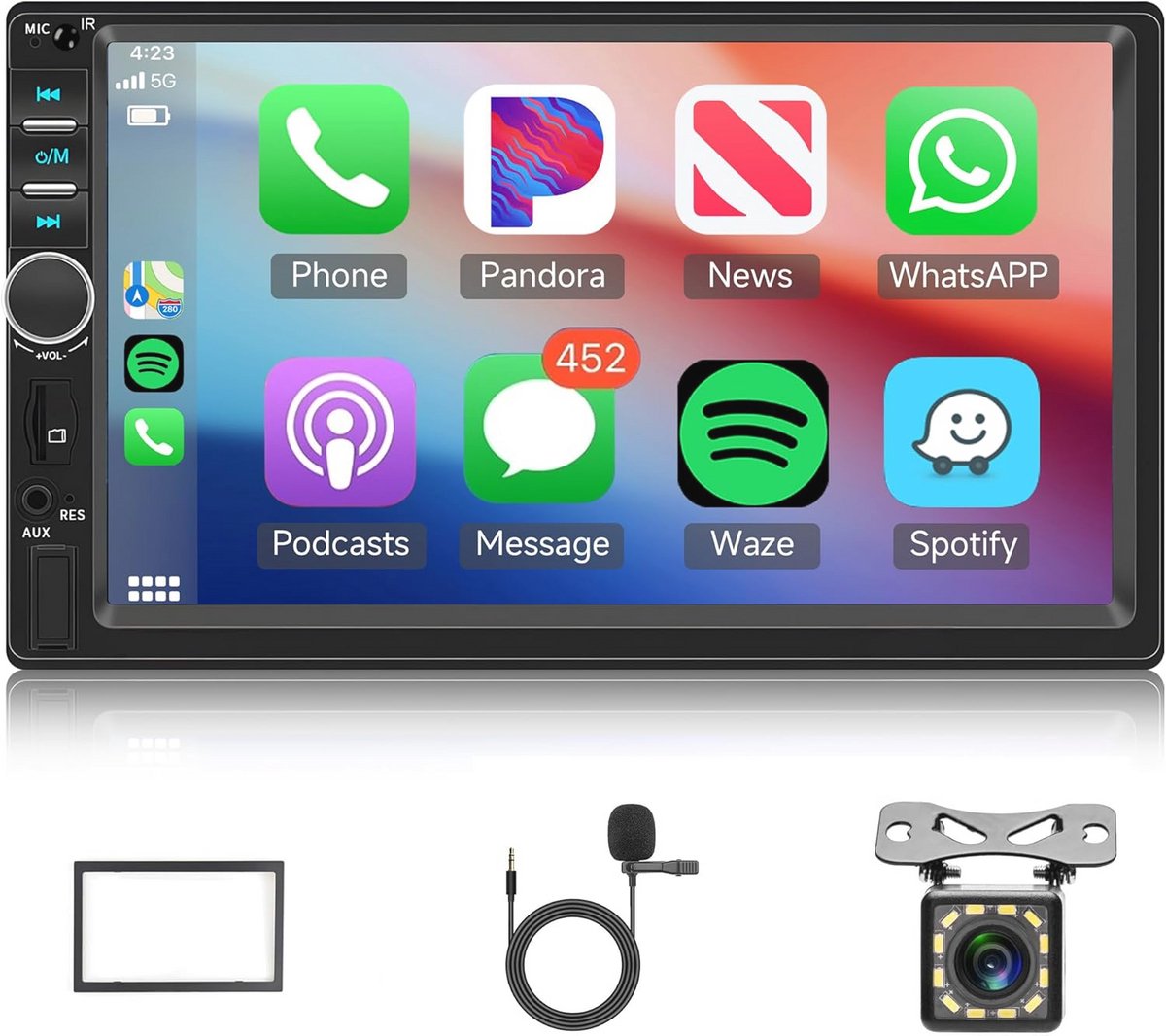 2 Din Autoradio met CarPlay en Android Auto - 7 Inch Bluetooth Multimedia Speler