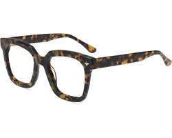 Firmoo Bril met blauwlichtfilter, voor dames en heren, oversized vierkant frame, computerbril, ontspiegeld, blauw licht, uv-veiligheidsbril voor beeldschermen, acetaat