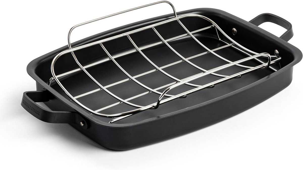 Grote Voorgekruide Koolstofstalen Braadslede met Rooster voor Inductie en Oven