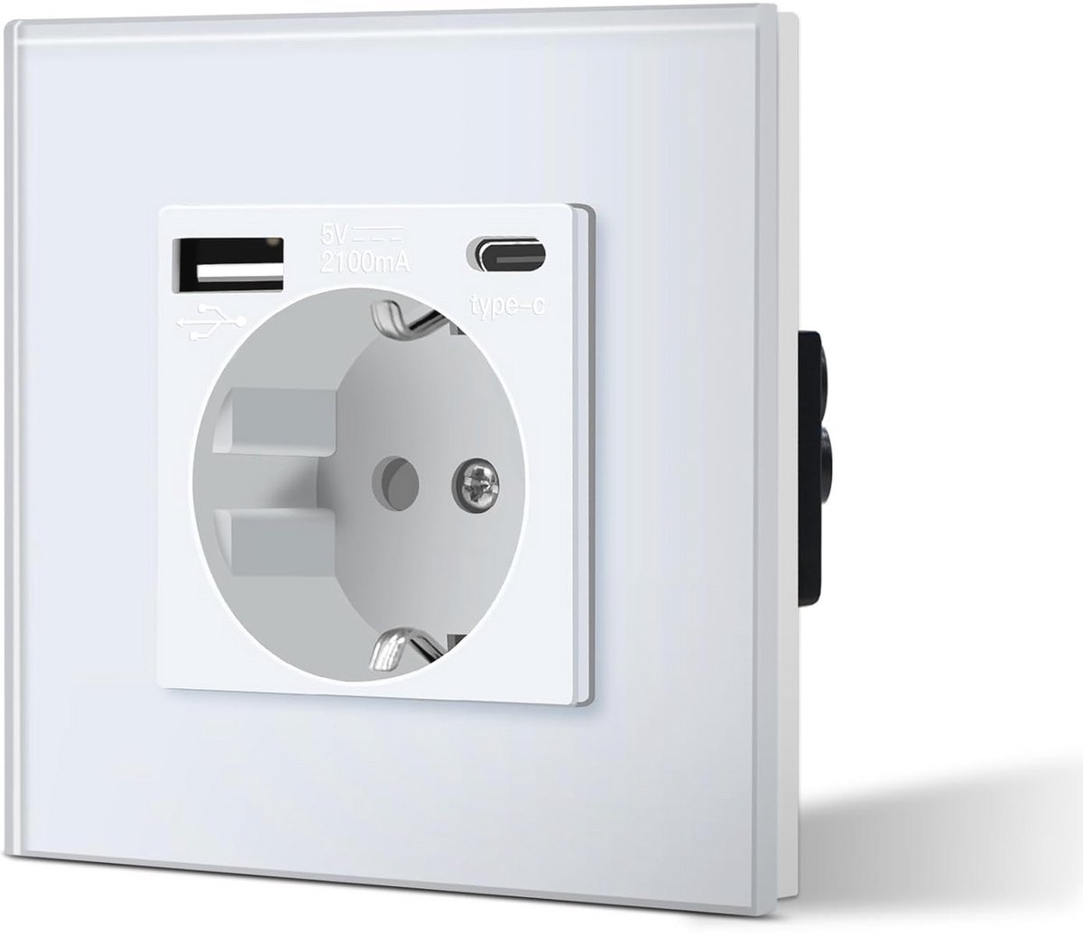 Wit Inbouw Schuko Stopcontact 3-in-1 met USB Laadstation en Type C Adapter