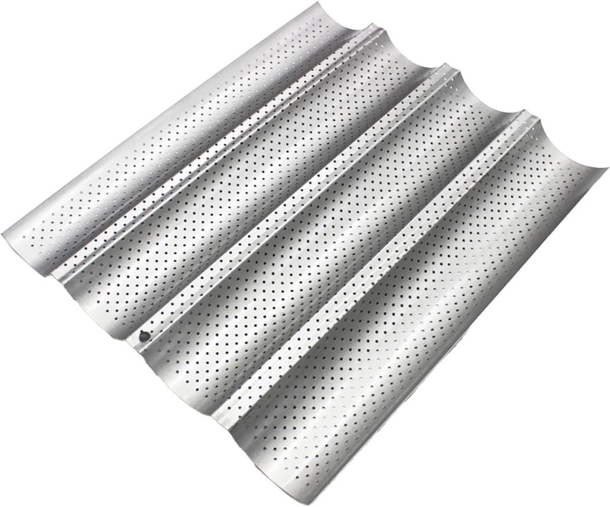 Baguette Bakvorm 4 Stuks - Bakplaat met Antiaanbaklaag voor Stokbrood - 38 x 32,5 x 2,5 cm