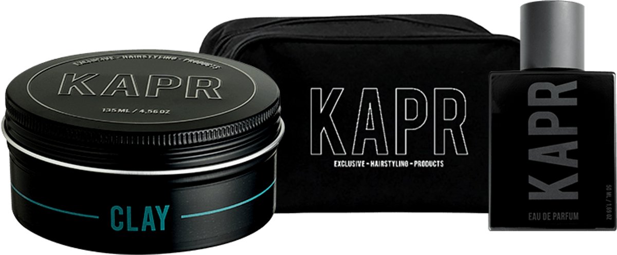 The Exclusive Hairstyle Deal KAPR Clay 135 ml en parfum 50 ml incl gratis toilettas