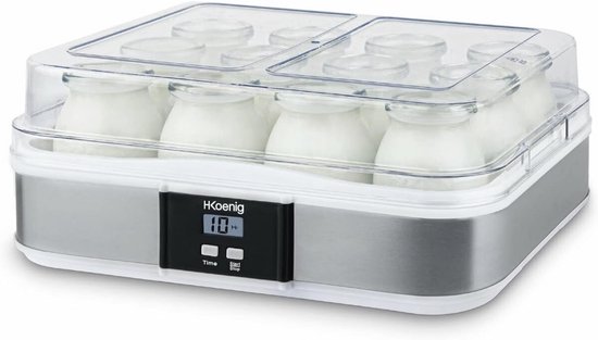 Programmeerlijke Yoghurtmaker met 12 Glazen, LCD-Display en Roestvrijstalen Behuizing van Merkloos — afbeelding 5