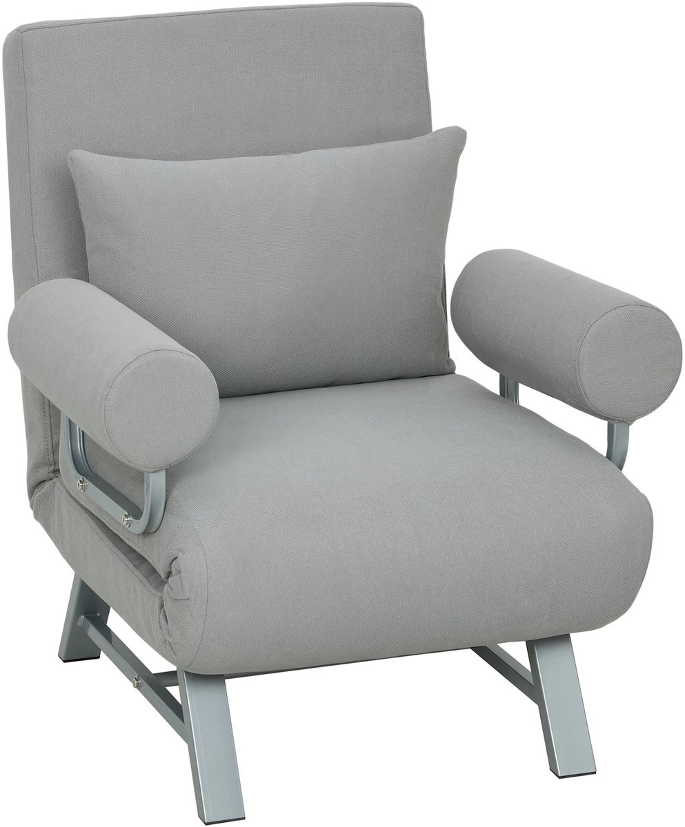 Slaapstoel - Uitklapbaar - Slaapbank - Logeerbed - Zetelbed - Slaapfauteuil - Vouwbed - 1 persoons - Zeer comfortabel - Lichtgrijs