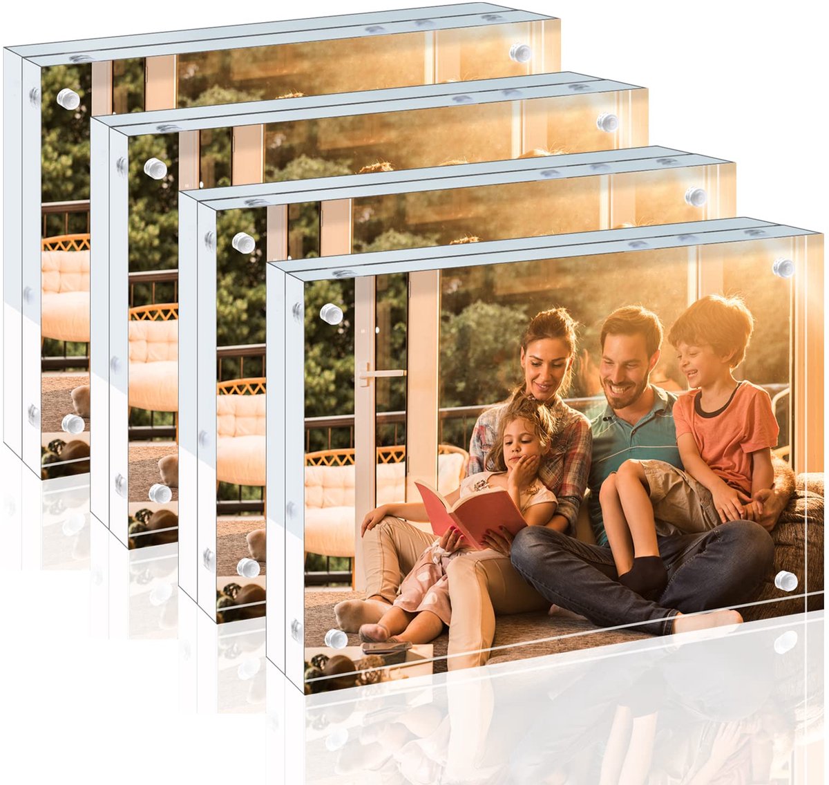 Unyqoos Stijlvolle acryl fotolijsten set met magnetische bevestiging voor bureau Transparant