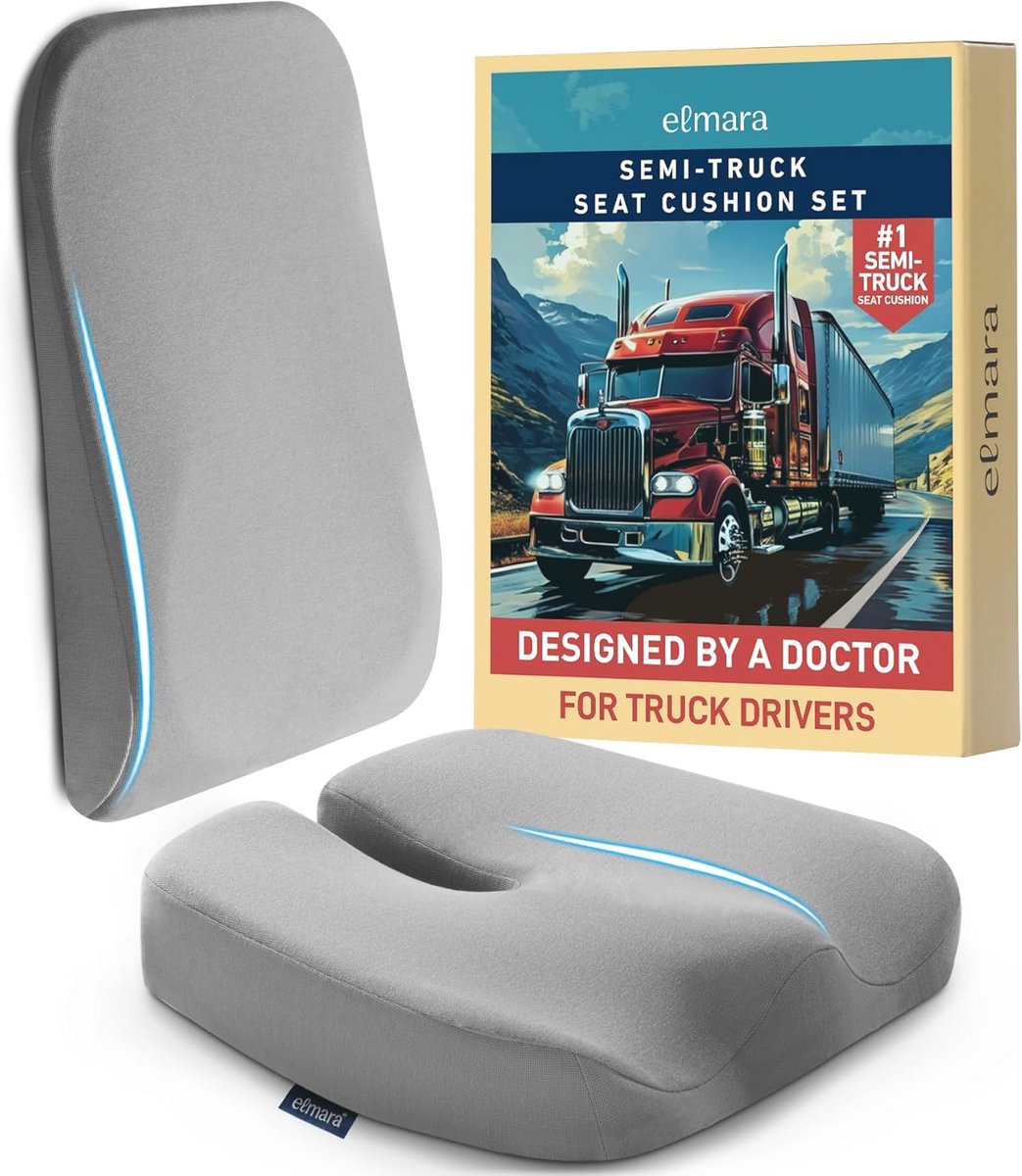 Truck Zitting Kussen voor Rugpijn – Ondersteuning voor Chauffeurs – Comfortabel Zitting Kussen & Rugondersteuning – Accessoires voor Vrachtwagenchauffeurs