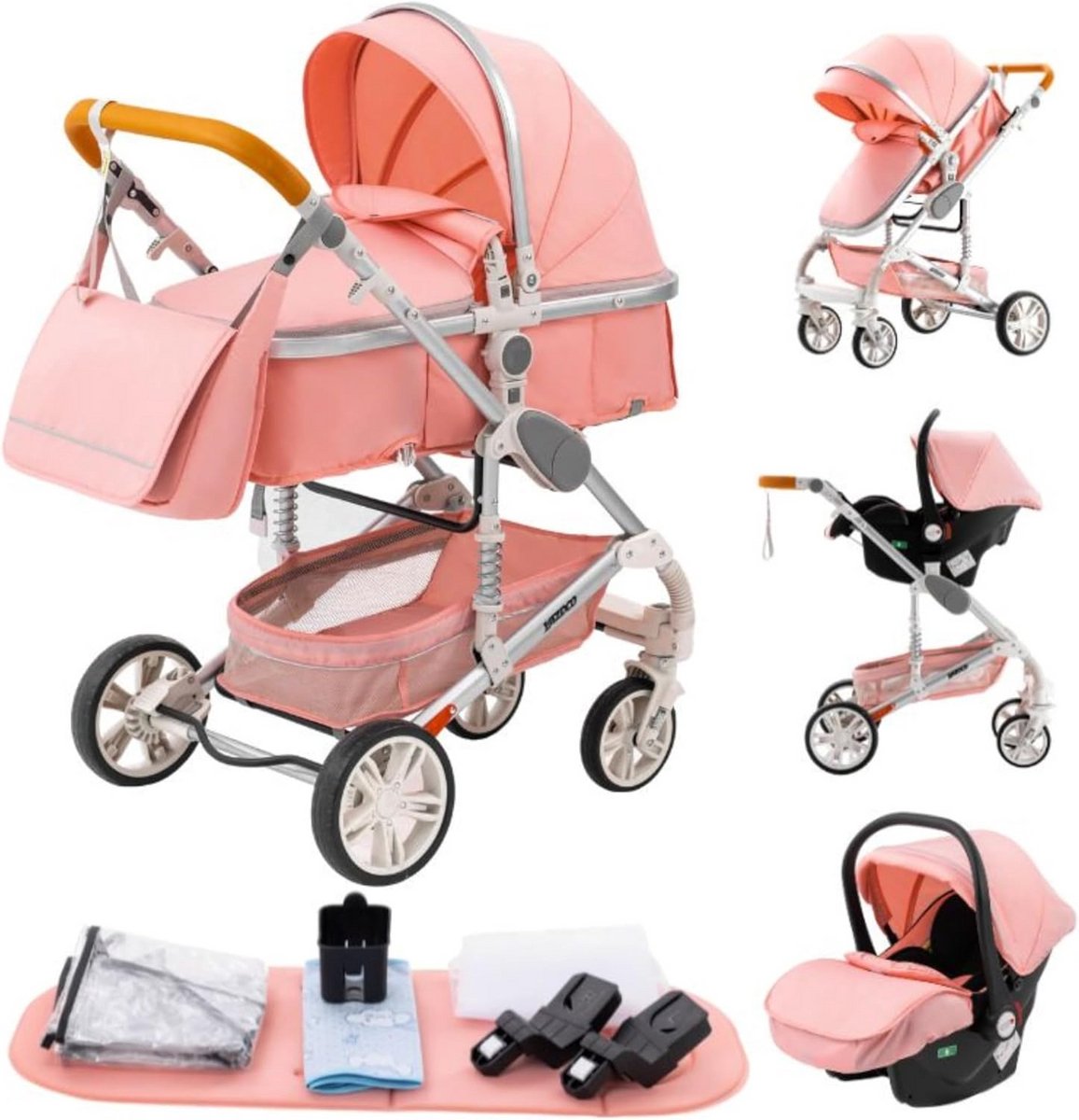 3-in-1 Kinderwagen Hoge Landschap Inklapbaar Comfortabel