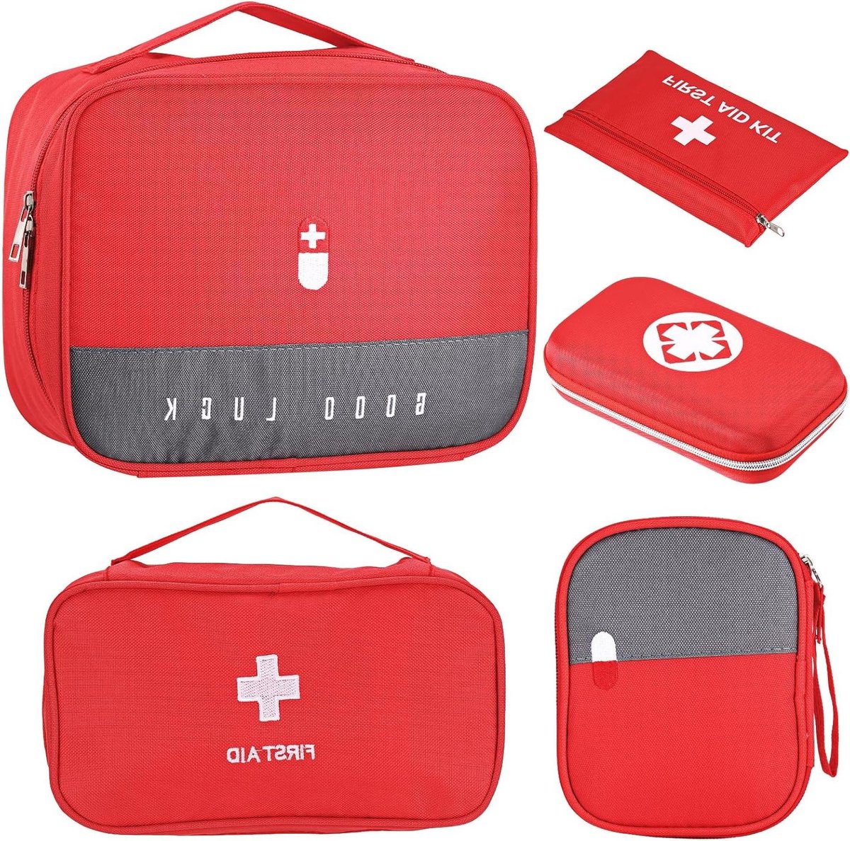 Allecta - EHBO-tas leeg, waterdichte medische tas voor reizen en thuis, Rood - Large opbergtas met ingebouwd compartiment.