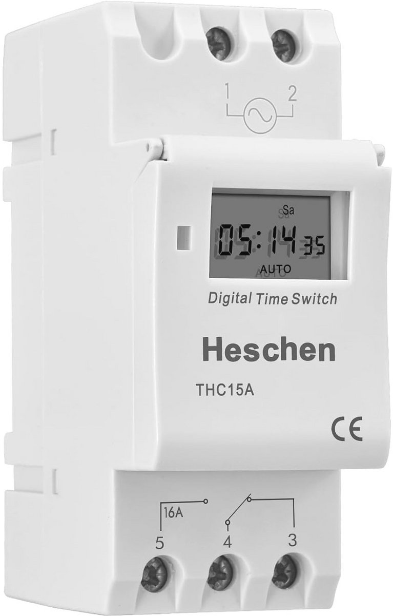 Digitale LCD-stroomtimer met wekelijkse programmering en relais