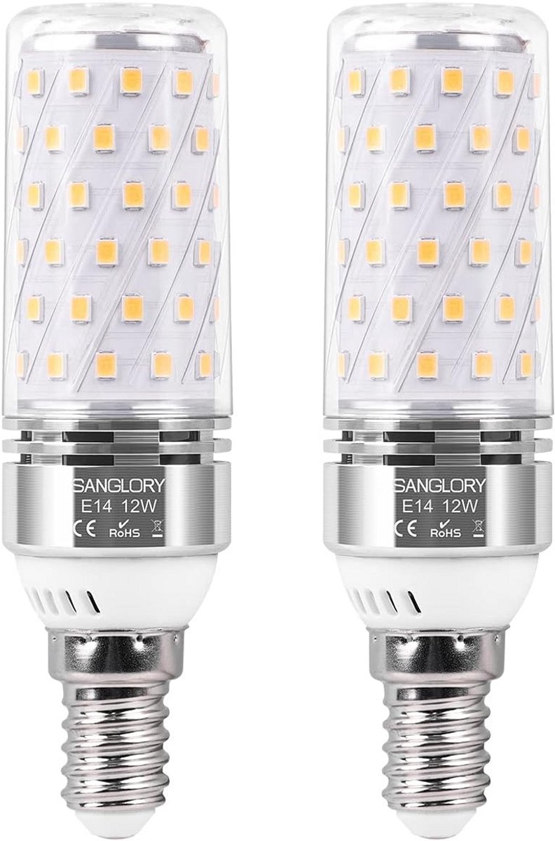 E14 Ledlamp 12W - Vervangt 100W, 1350 Lumen, Warm Wit 3000K - Niet Dimbaar - Set van 2