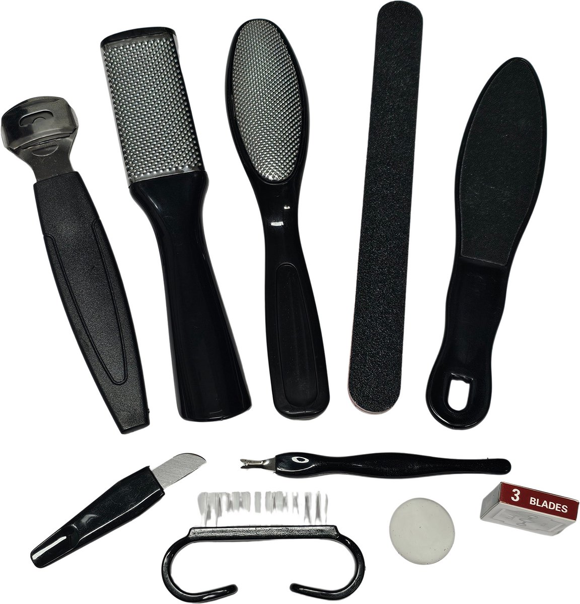 Gadgetpoint - Verzorging set - Nagelvijl - Vijlen - Borstel - Mesje - Set van 8 stuks - Zwart