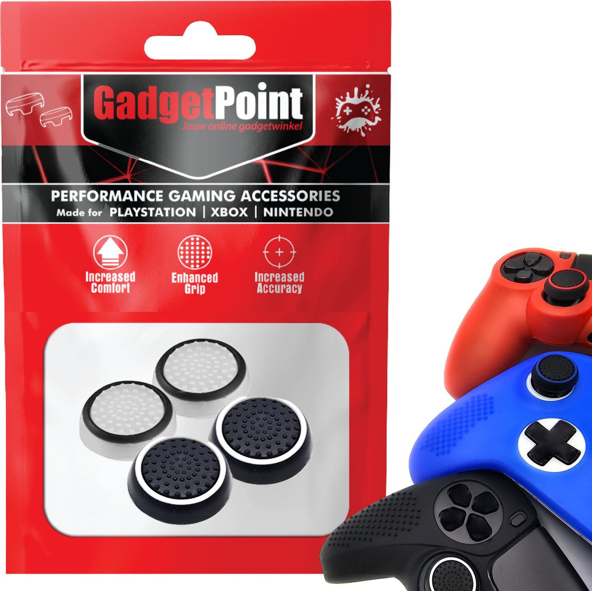Bol.com Gadgetpoint - Thumb Grips voor PlayStation, PS5, Xbox X/S, One & Switch Pro Controller - Gaming Thumbgrips - Performance... aanbieding