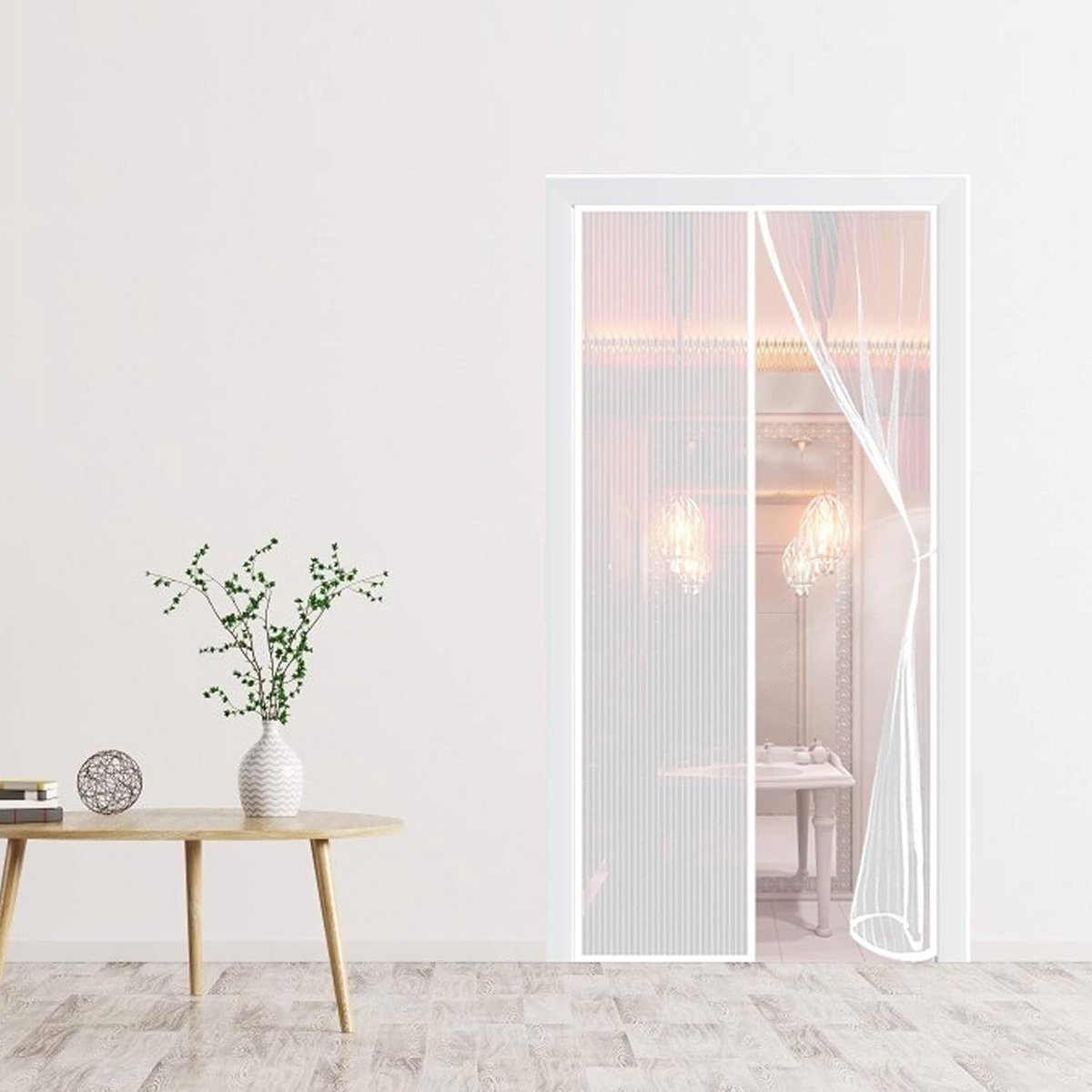 Vliegengordijn Zonder Boren - Eenvoudig Te Installeren Magnetisch Hordeur voor Balkondeur, Kelderdeur en Terrasdeur - 105 x 200 cm - Wit