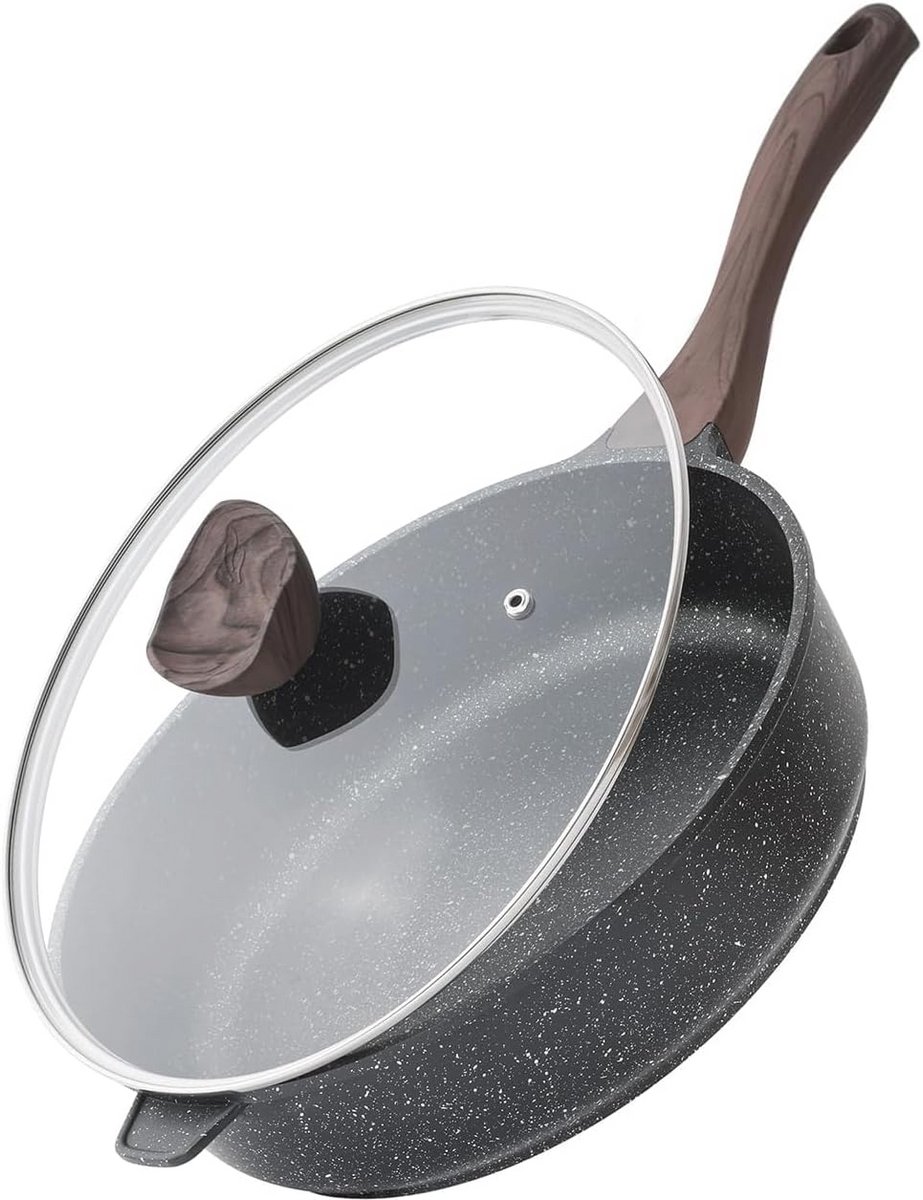Antiaanbakpan met Deksel - 26 cm Inductiepan voor Gezond Koken