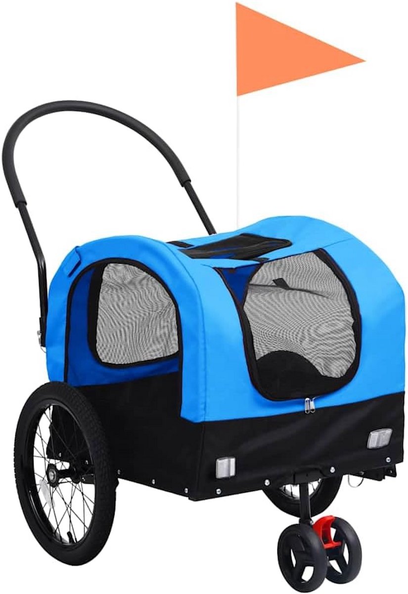 Fietsaanhanger en hondenkar 2-in-1 - Blauw en Zwart