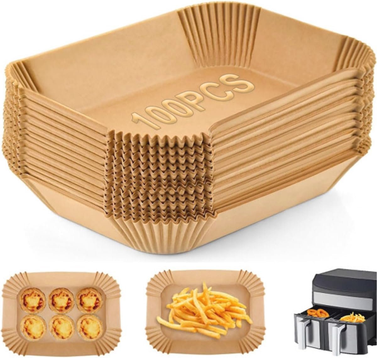 Papier voor heteluchtfriteuse - 100 vellen, geschikt voor 5-8 liter airfryers