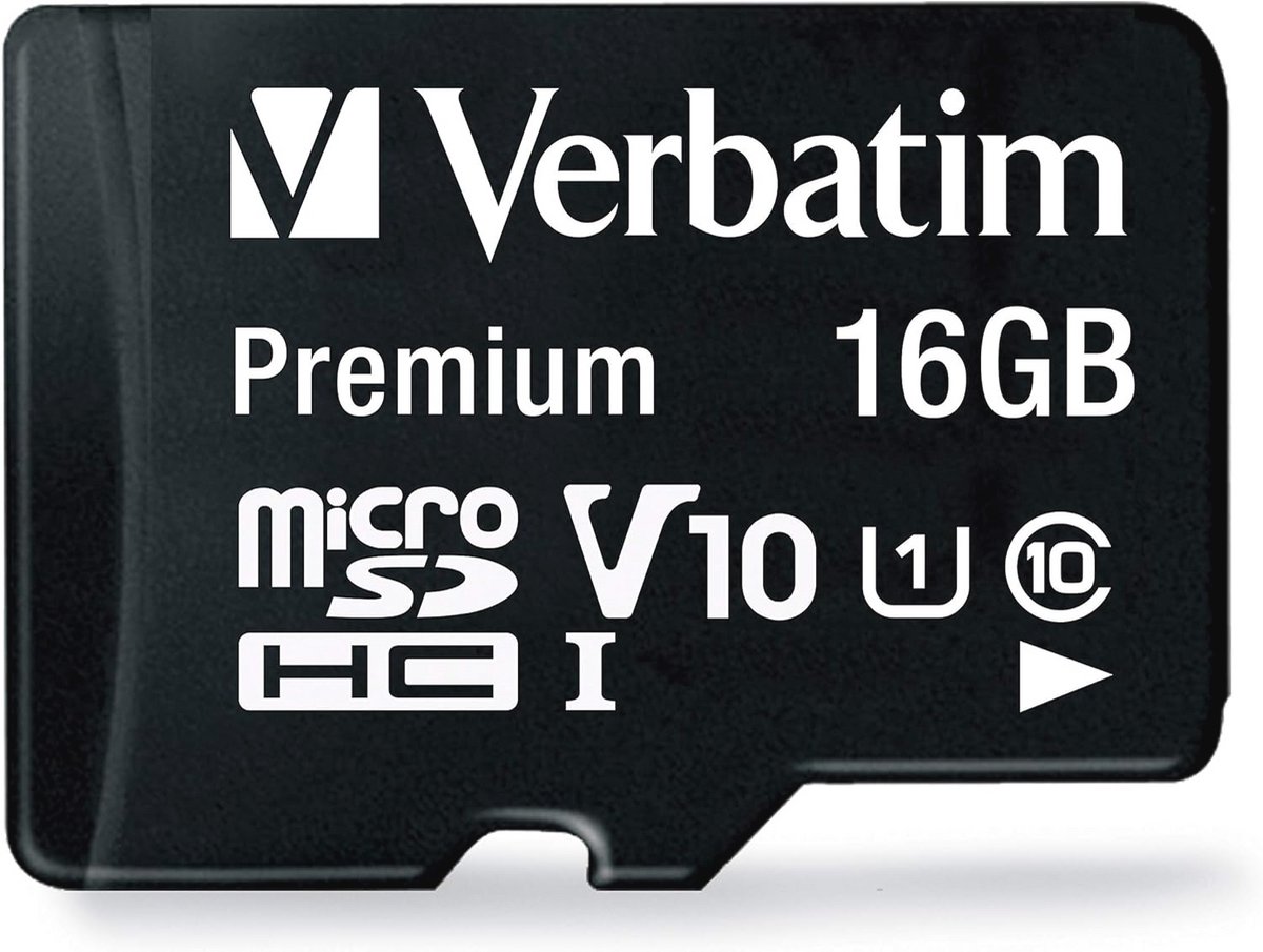 microSDHC geheugenkaart 16GB met adapter - Klasse 10, leessnelheid tot 80 MB/s