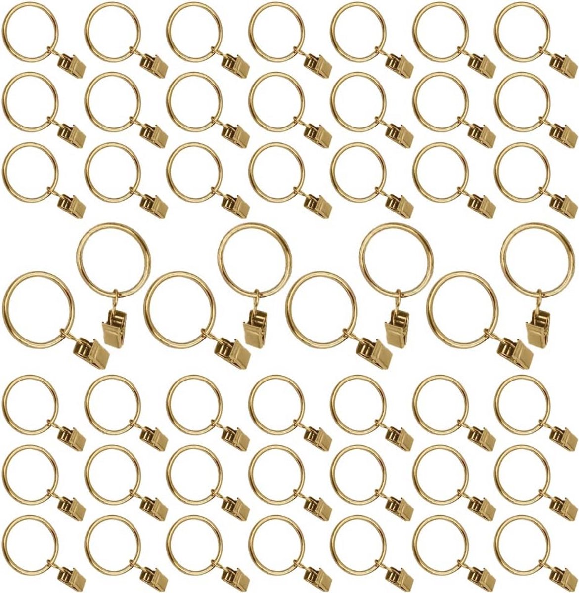 Gordijnringen met Clips - 50 Stuks, Roestvrijstalen Haken voor Zware Gordijnen, 38 mm Diameter, Gouden Set voor Draperen