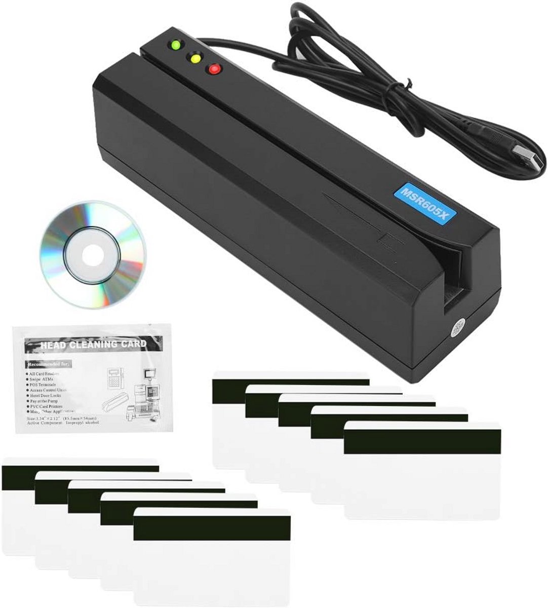 Magnetische Kaartlezer met LED-indicator - USB Stripkaartsysteem voor Meerdere Omgevingen