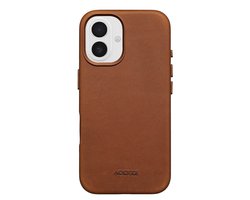 Accezz Hoesje - Geschikt voor iPhone 16 - Vintage Leather geschikt voor MagSafe Backcover - Tabacco Cognac