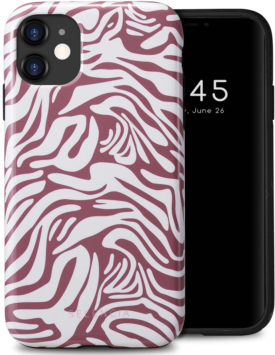 Selencia Hoesje - Geschikt voor Apple iPhone 11 - Backcover - Trippy Swirl Dark Rose