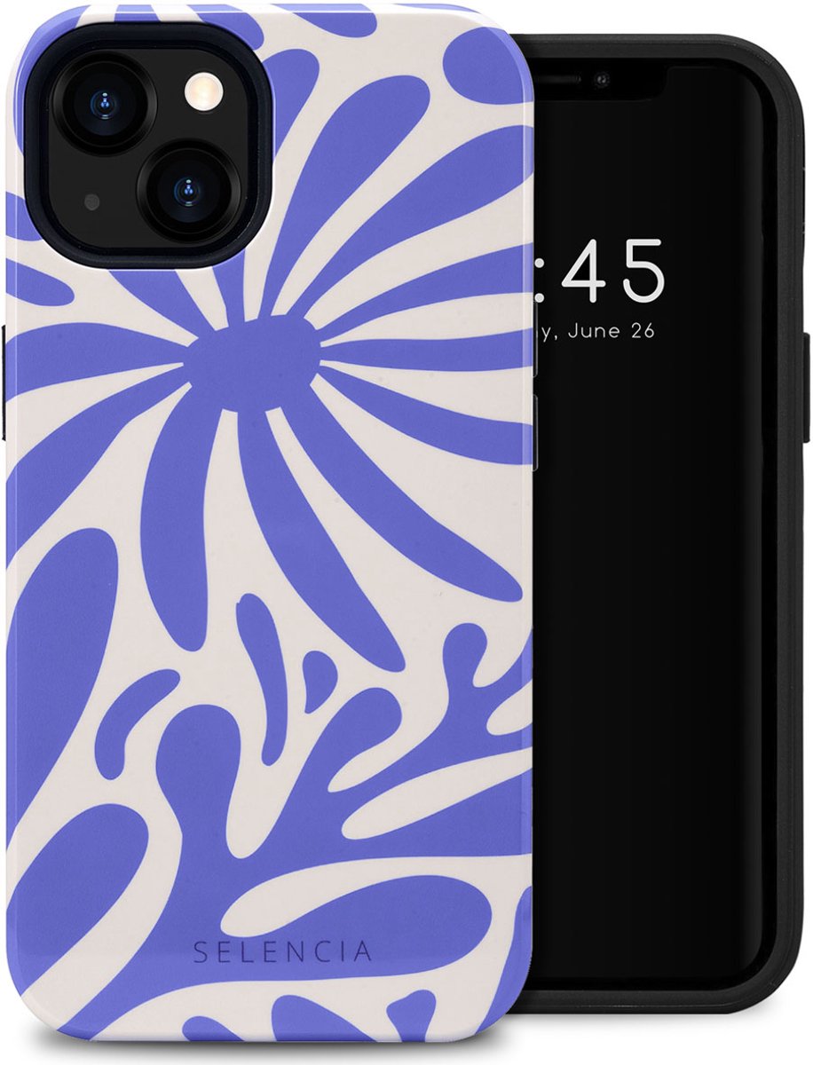 Selencia Hoesje - Geschikt voor Apple iPhone 13 - Backcover - Modern Bloom Sapphire Blue