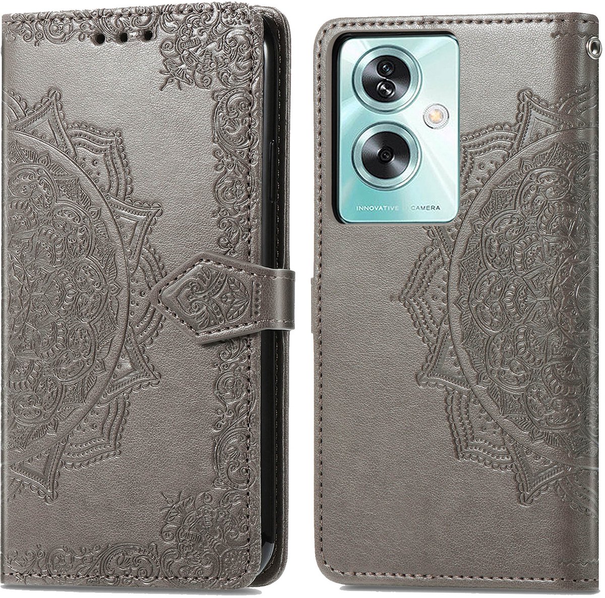 imoshion Hoesje - Geschikt voor Oppo A79 - Mandala Bookcase - Grijs