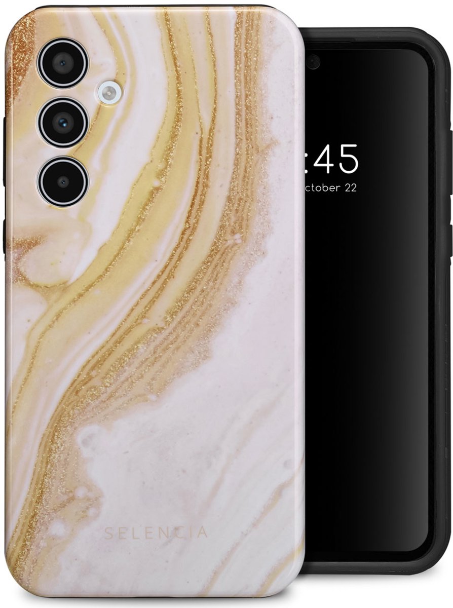 Selencia Hoesje - Geschikt voor Samsung Galaxy A35 - Backcover - Chic Marble Gold