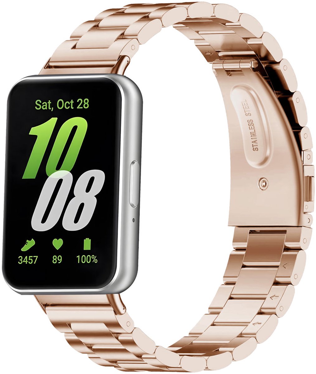 Stalen bandje - Geschikt voor Samsung Galaxy Fit 3 - Rosé Goud