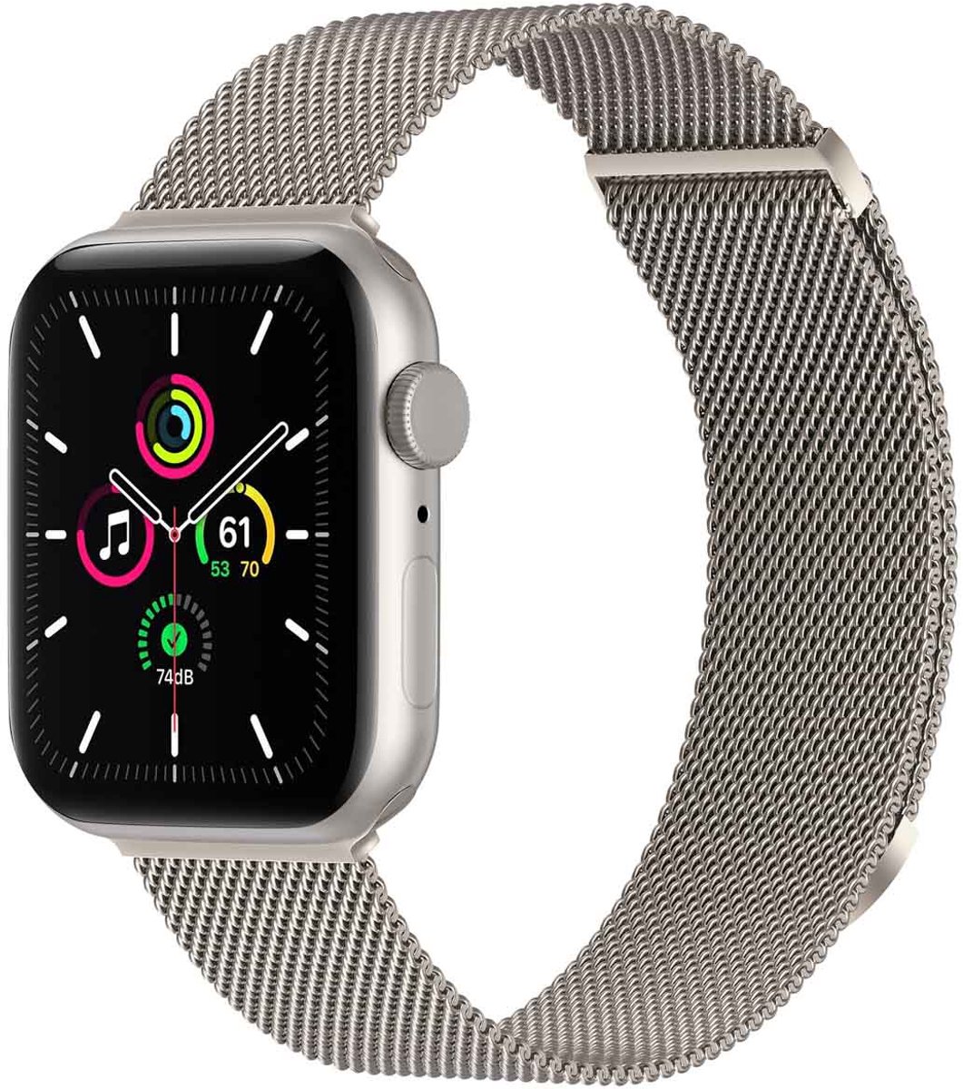 iMoshion Bandje Geschikt voor Apple Watch Bandje Series 1 / 2 / 3 / 4 / 5 / 6 / 7 / 8 / 9 / SE / Ultra (2) - 42 / 44 / 45 / 49 mm Maat M - iMoshion Milanees magnetische band - Sterrenlicht