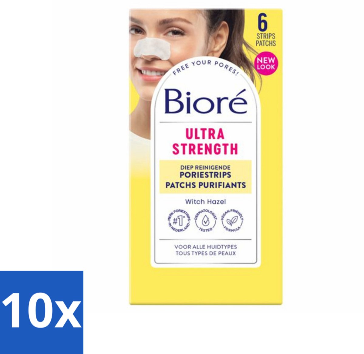 Bioré – Ultra Diep Reinigende Poriestrips – Poriestrips – 6 strips - Bulkverpakking - 10 stuks