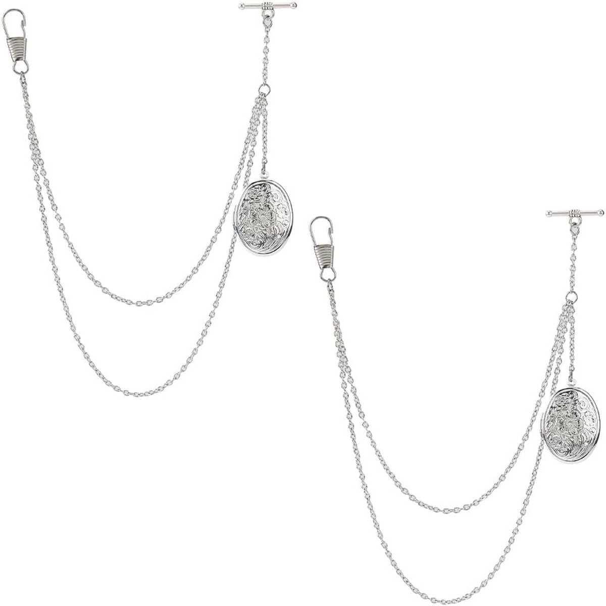 Klassieke Bloem Zakhorloge Ketting met Clip voor Heren Kostuum