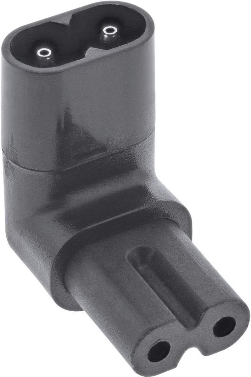 Netadapter IEC 60320 C8 / C7, Boven/Onder Gehoekt, 2-polig