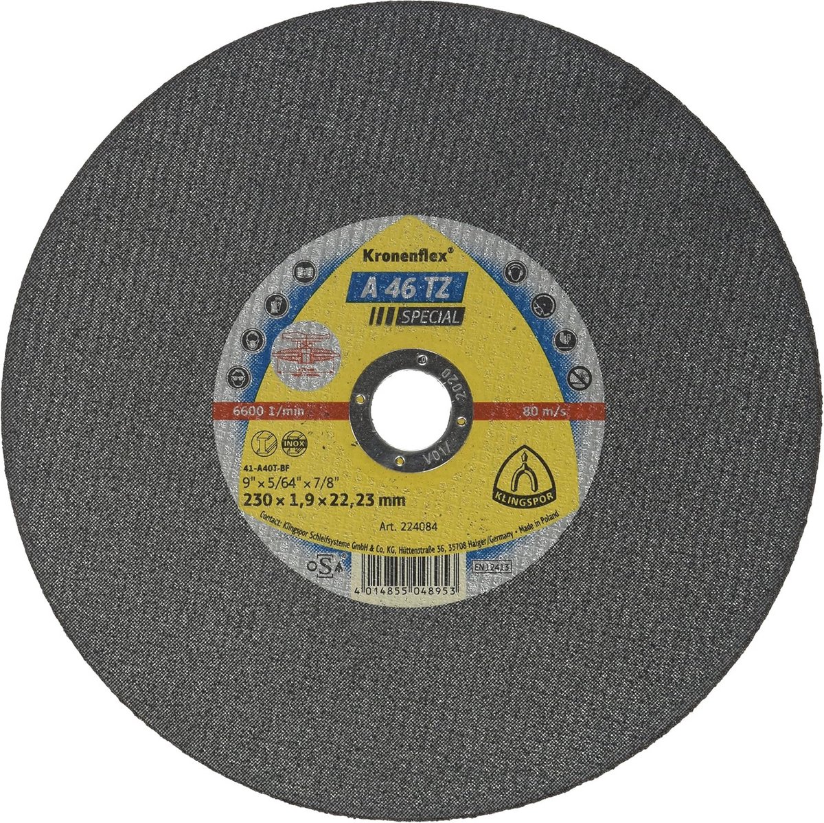 Doorslijpschijf 230 mm x 1,9 mm voor handmatig snijden