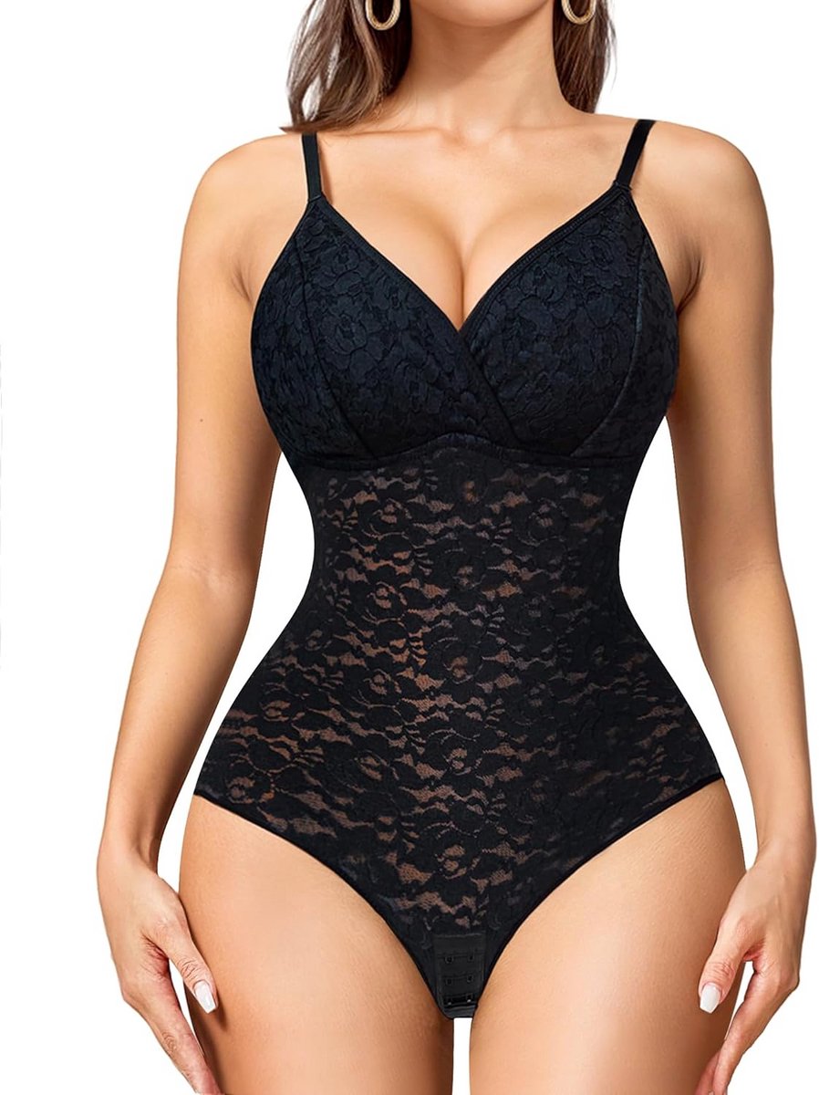 Figuurvormende Body met Kant - Naadloze Comfortabele Shapewear voor Dames met Platte Buik Effect