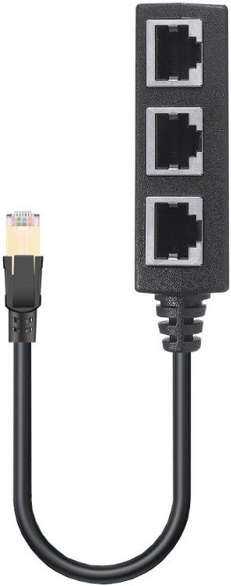 Ethernet Splitter Splitter Kabel met 3 Vrouwelijke Poorten en 1 Mannelijke Poort – Uitbreiding van LAN Netwerk CAT8