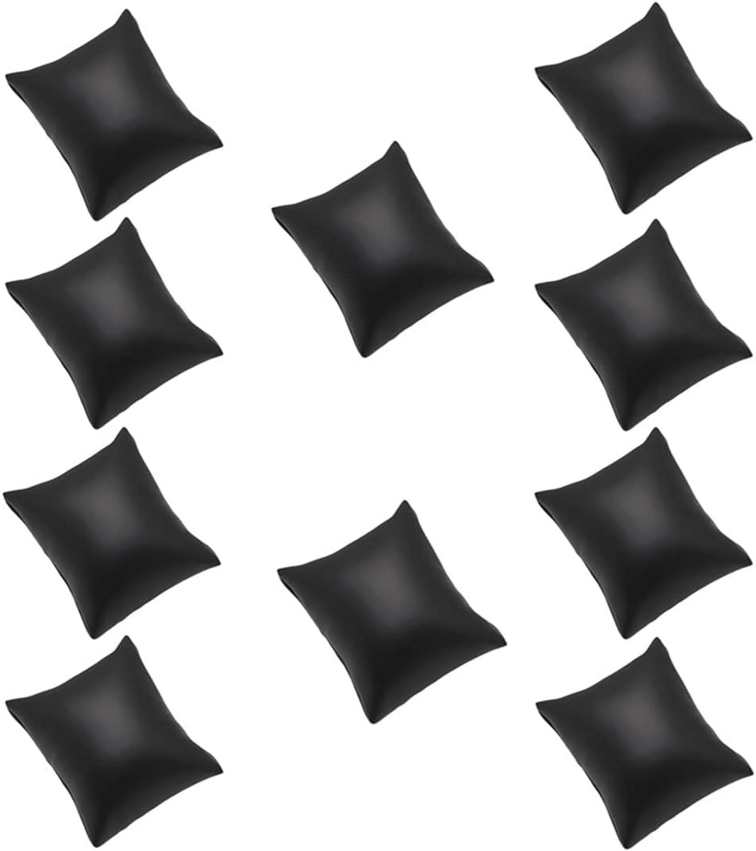 10 Pcs PU Leather Small Bracelet and Watch Display Pillows - Black