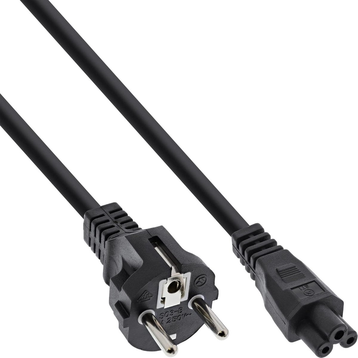 Netsnoer voor notebook met 3-polige koppeling - 0,5 m - Zwart
