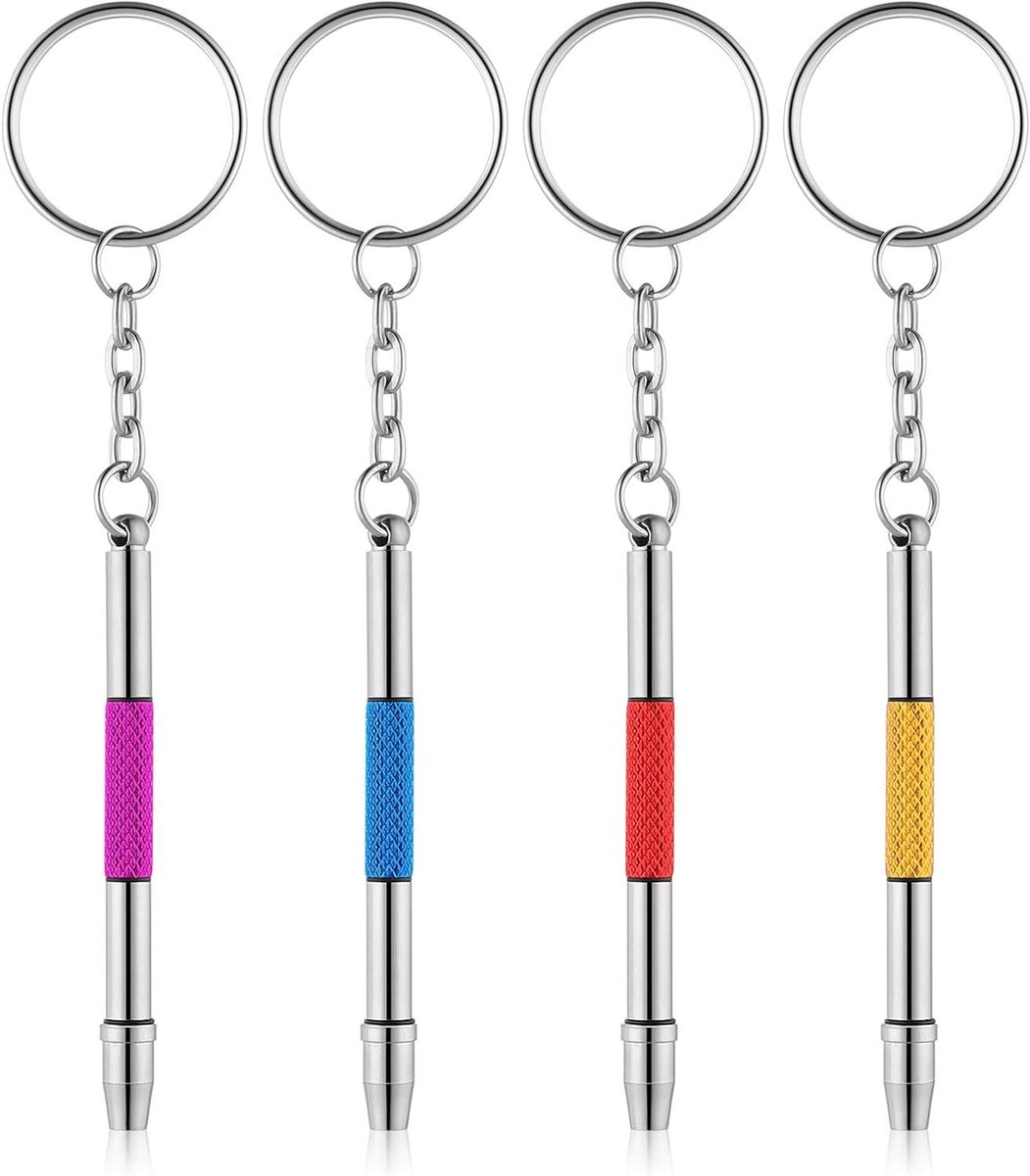 Allecta - Brillenschroevendraaier Set met Mini-schroevendraaier en Sleutelhanger - 4 Stuks - Brilreparatieset - Brilgereedschap - Kleine Brilschroeven