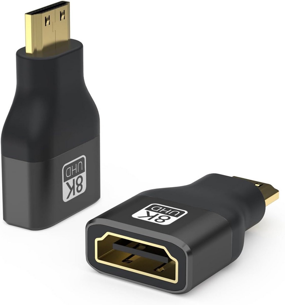 Mini HDMI naar HDMI Adapter 8K - 2 Stuks, Ondersteunt HDR10+, Dolby Vision, 3D en VRR