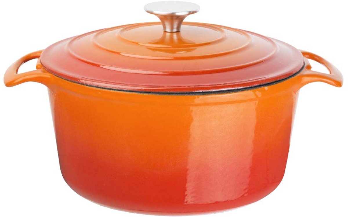 Ronde Oranje Ovenschotel 4L met Gietijzer Cocotte