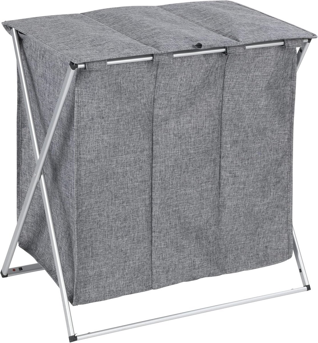 Stijlvolle Wasmand met Deksels en Handgrepen - 118L Ruimtebesparende Wasverzamelaar met Drie Compartimenten (57x57x38 cm)