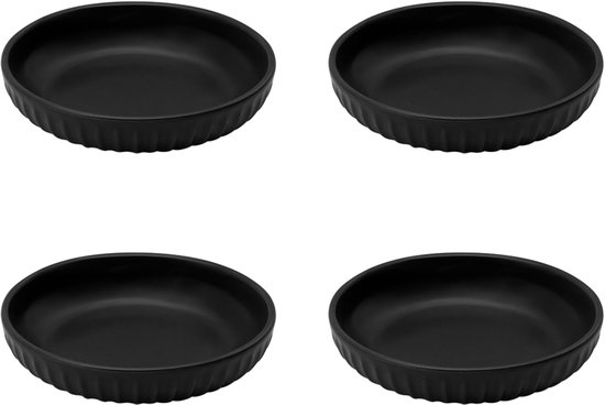 Purepeak Theezakjes Schoteltjes Set 4 Stuks - Sausbakjes - Borrel Schaaltjes - Zwart - Theetip - Aperitiefschaaltjes - Theezakjeshouder