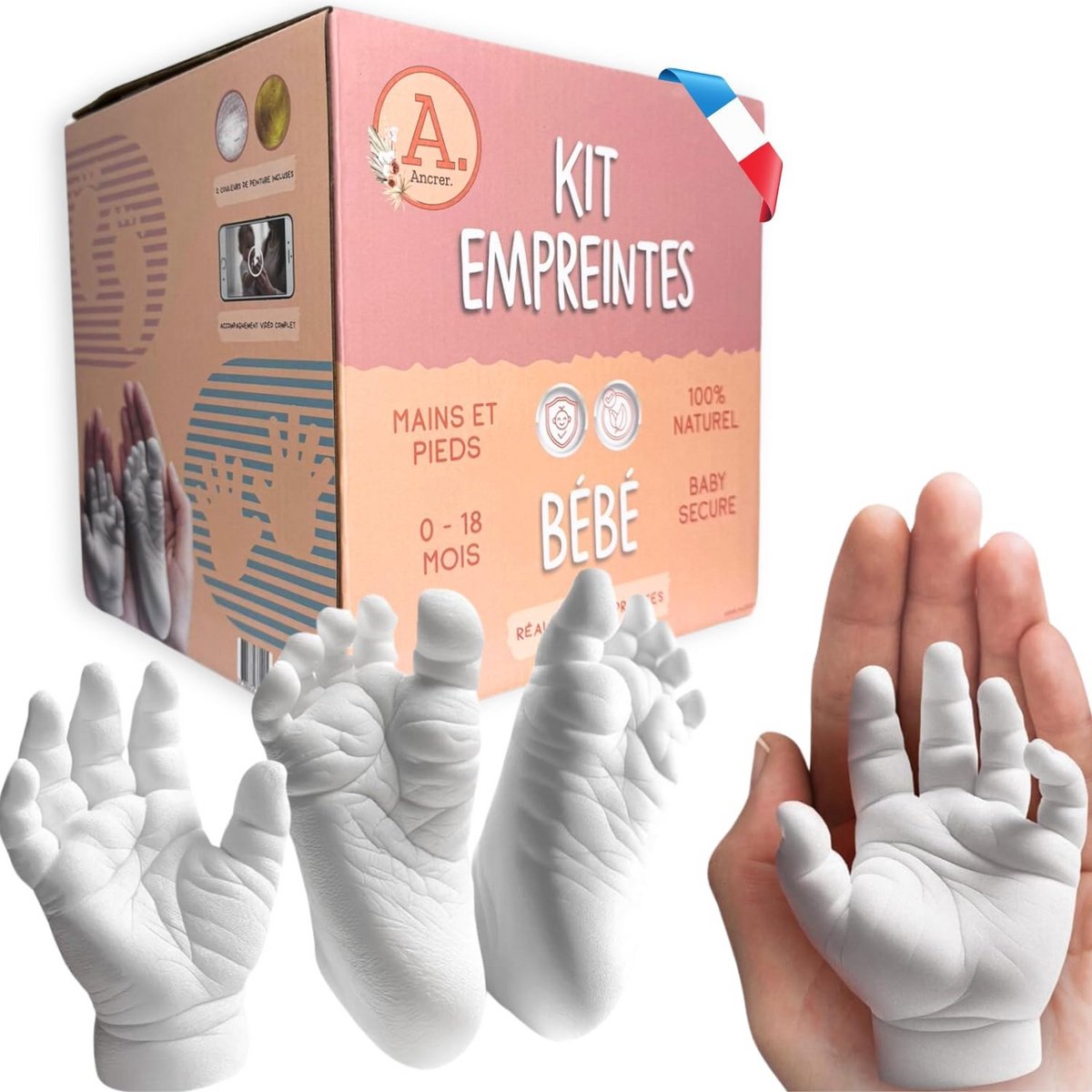 Vormset voor baby's - Handafdrukken en Voetafdrukken Set - Herbruikbare Containers - Perfect Kraamcadeau