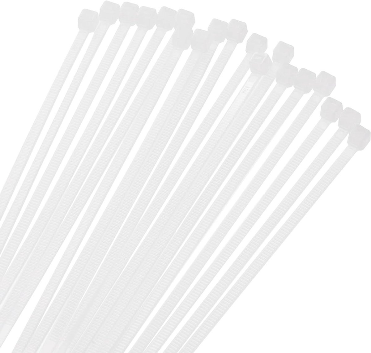 Allecta - 500 stuks kabelbinders van 20 cm in wit, zelfborgend nylon, voor binnen en buiten