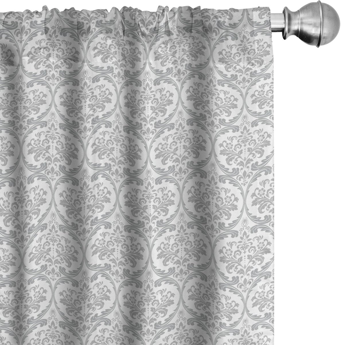 ABAKUHAUS Damast-Grijs Voorhangen – 2x75x225 cm – microvezel, bedrukt Pale Grau