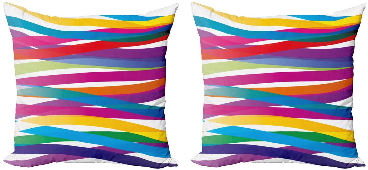 ABAKUHAUS 2x50x50 cm kussenhoezen – dubbeldruk microvezel – multicolor Wit